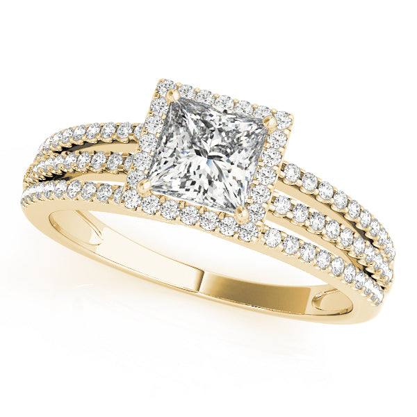 14K Yellow Gold 1.25ctw Diamond Halo Engagement Ring