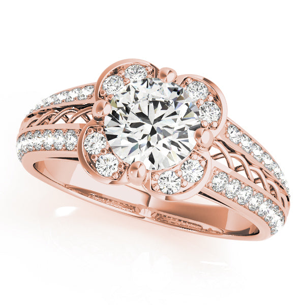 18K Rose Gold 1 ct Diamond Halo Engagement Ring