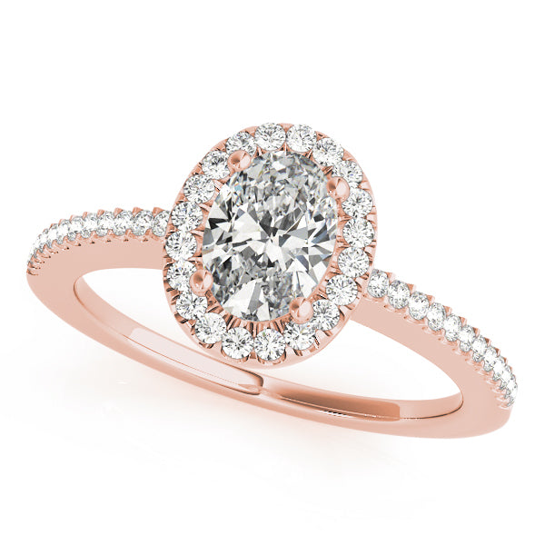 Rose Gold 0.5 ctw Oval Diamond Halo Engagement Ring