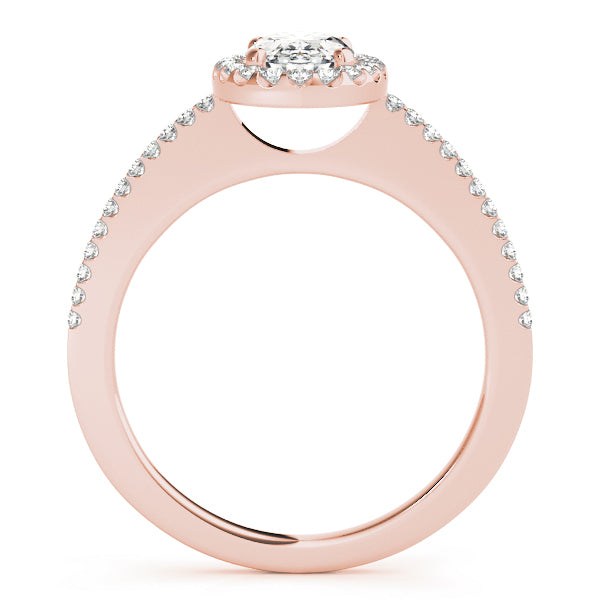 Rose Gold 0.5 ctw Oval Diamond Halo Engagement Ring