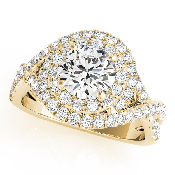 18K Yellow Gold 1 ct Diamond Halo Engagement Ring