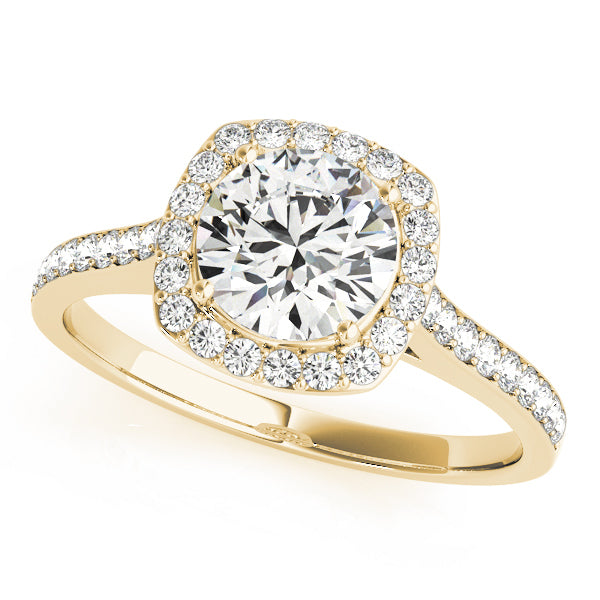 18K Yellow Gold 1 CT Diamond Halo Engagement Ring