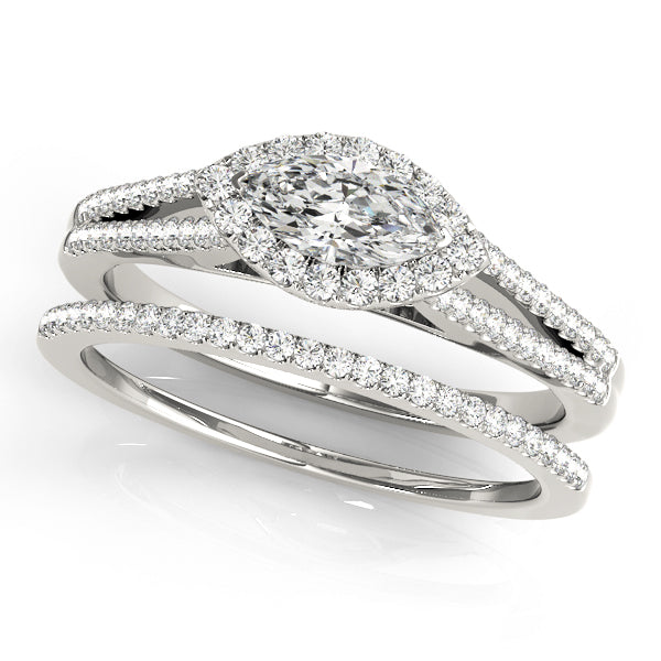 1.0 CT Marquise Diamond Halo Engagement Ring