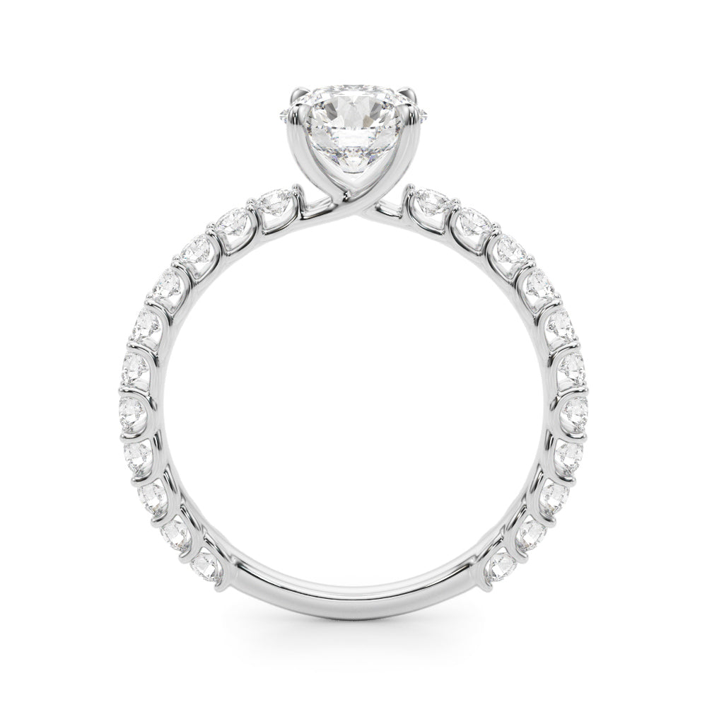 1 Carat Round Diamond Single Row Engagement Ring