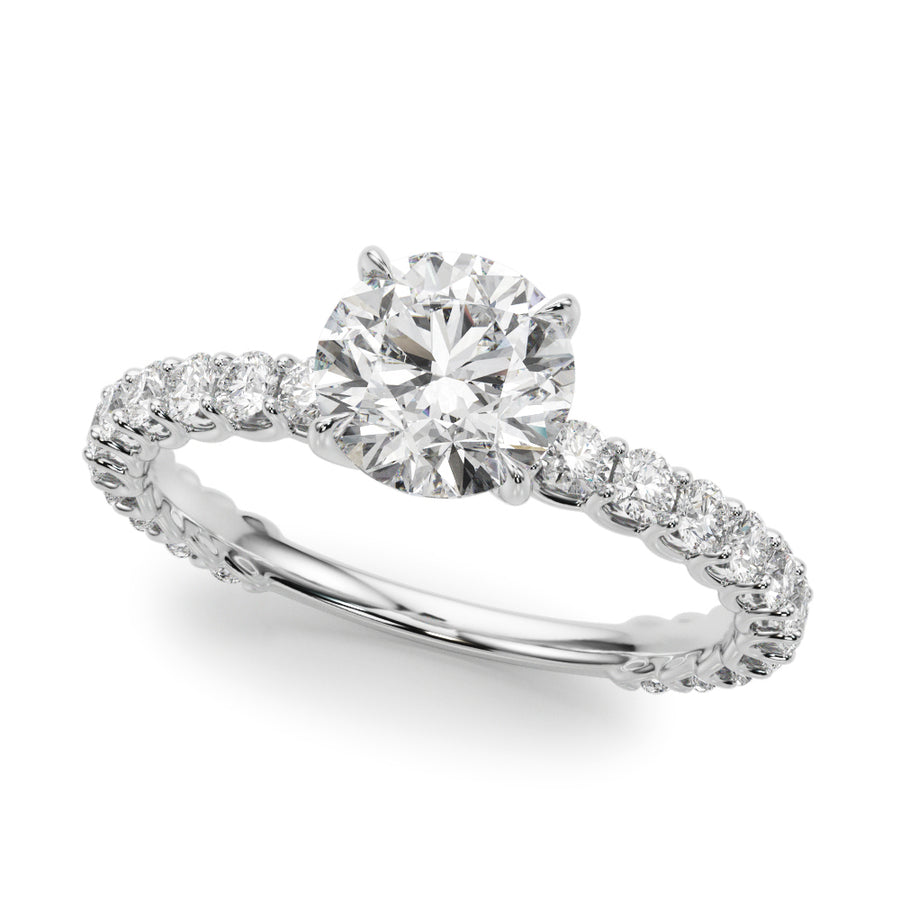 1 Carat Round Diamond Single Row Engagement Ring