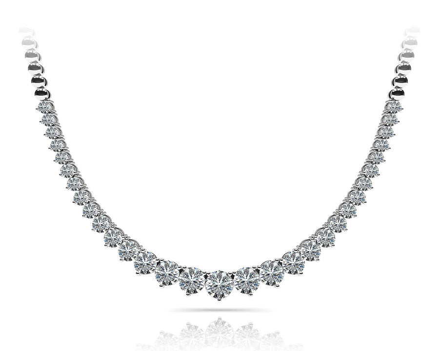 Diamond Lab Grown 3 Prong Graduated Necklace
