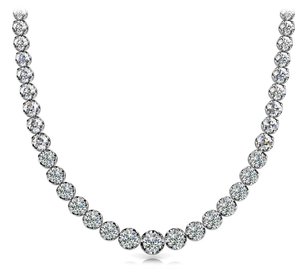 Lab Diamond Graduated Pendant Necklace