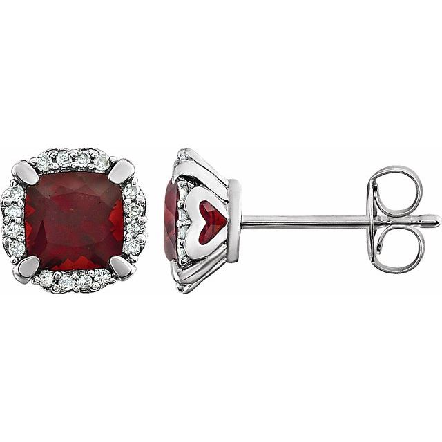 Cushion 4-Prong Halo-Style Birthstone Earrings