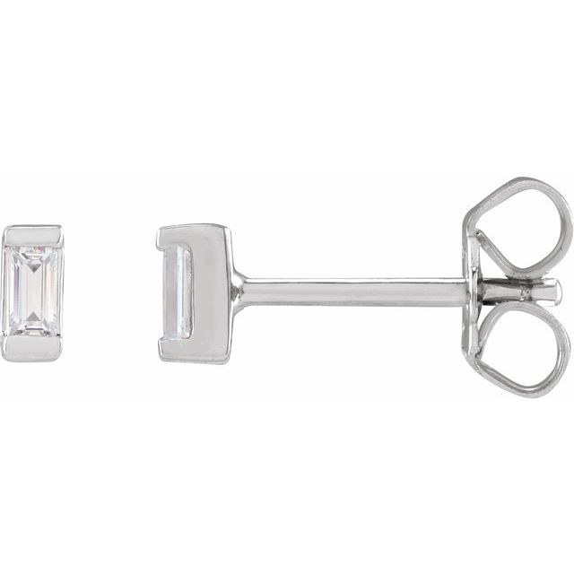 Straight Baguette Bezel-Set Stud Earrings