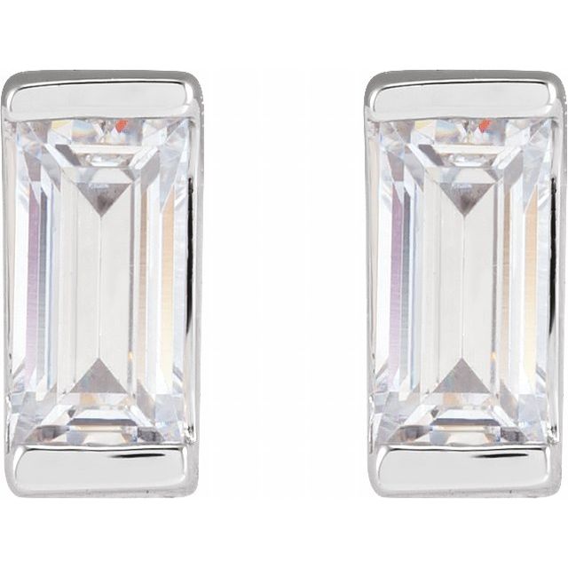 Straight Baguette Bezel-Set Stud Earrings