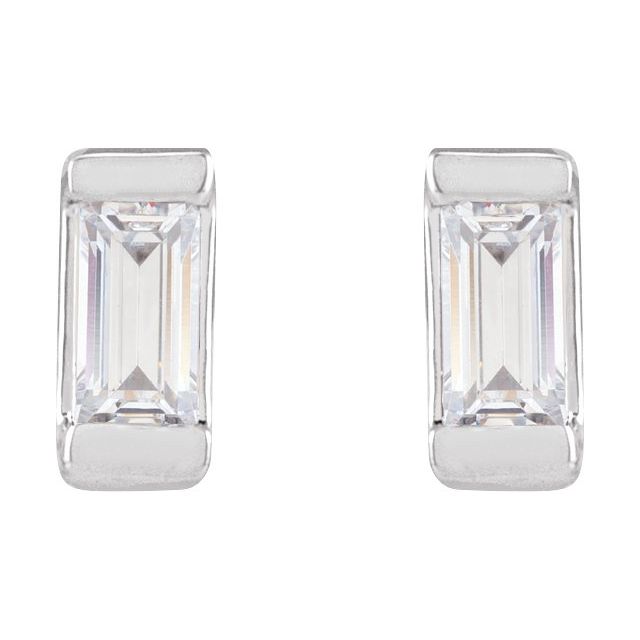 Straight Baguette Bezel-Set Stud Earrings