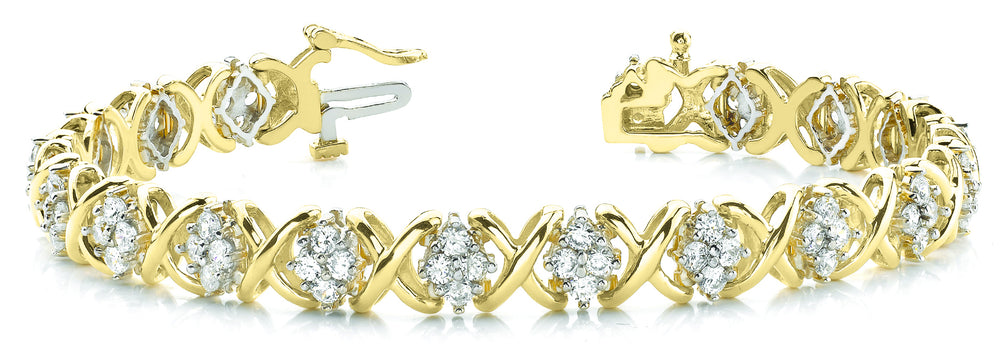 14K Yellow Gold 80-Diamond XO Line Bracelet