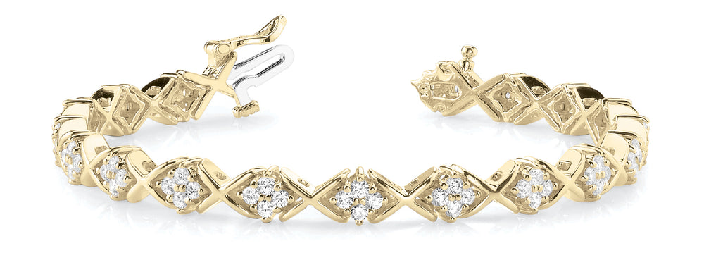 14K Yellow Gold Diamond XO Line Bracelet