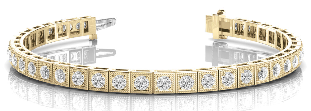 Vintage 14K Yellow Gold Diamond Tennis Bracelet