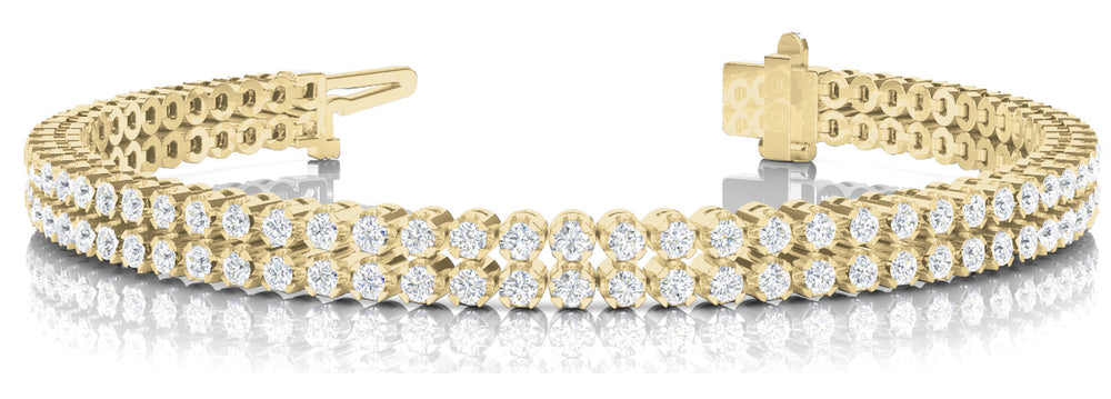 14K Yellow Gold Multi-Row Diamond Tennis Bracelet