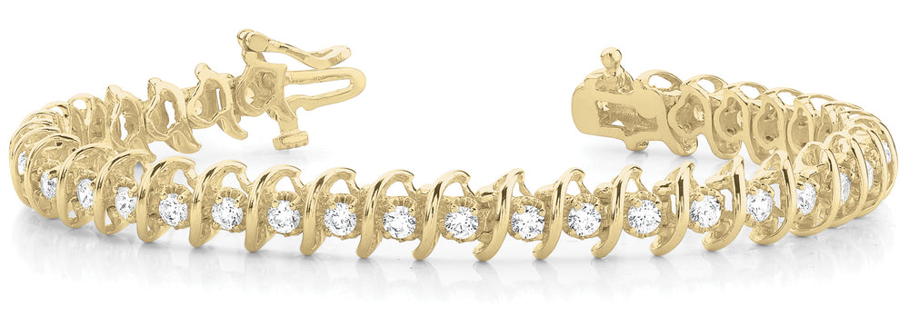 14K Yellow Gold Diamond In-Line S Link Bracelet