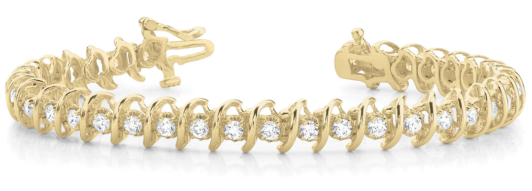 14K Yellow Gold Diamond In-Line S Link Bracelet