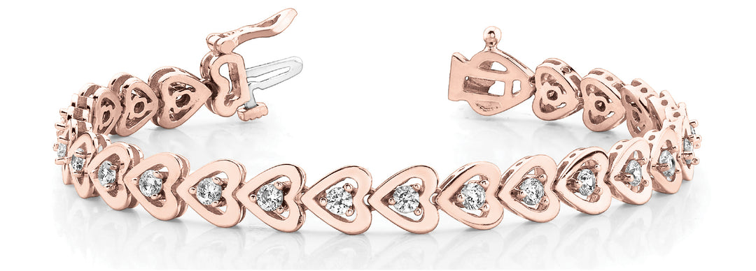 Rose Gold Diamond Heart Line Bracelet