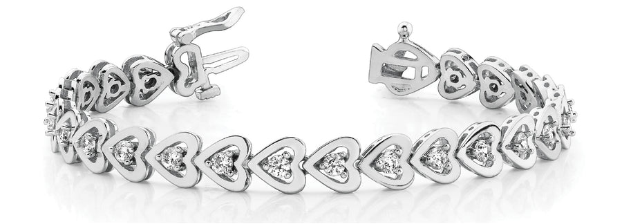 Lab Diamond Heart Line Bracelet