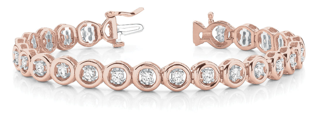 Rose Gold Lab Diamond In Line Tennis Bracelet