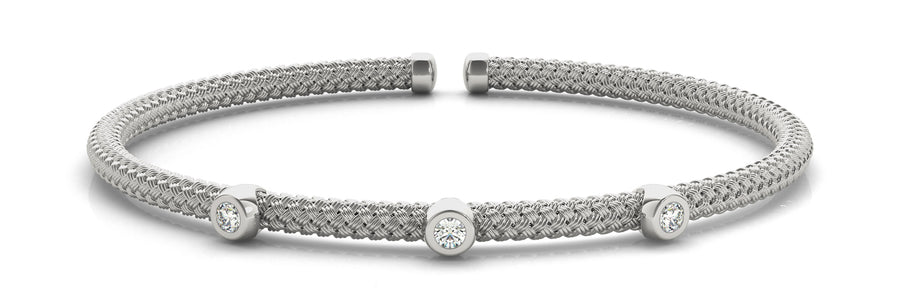 14K Gold Lab Diamond Italian Bangle