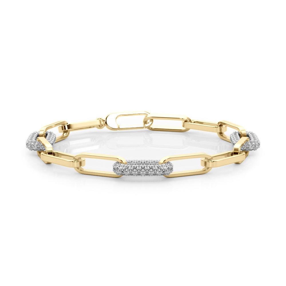 14K Yellow Gold Lab Diamond Paper Clip Bracelet