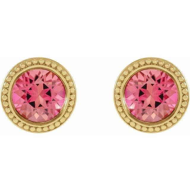 Round Bezel-Set Stud Earrings