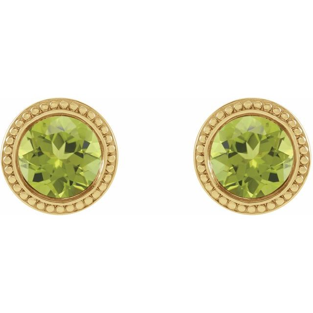 Round Bezel-Set Stud Earrings