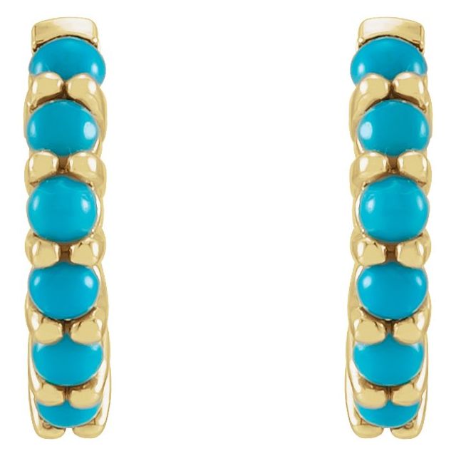 Cabochon Hinged Hoop Earrings