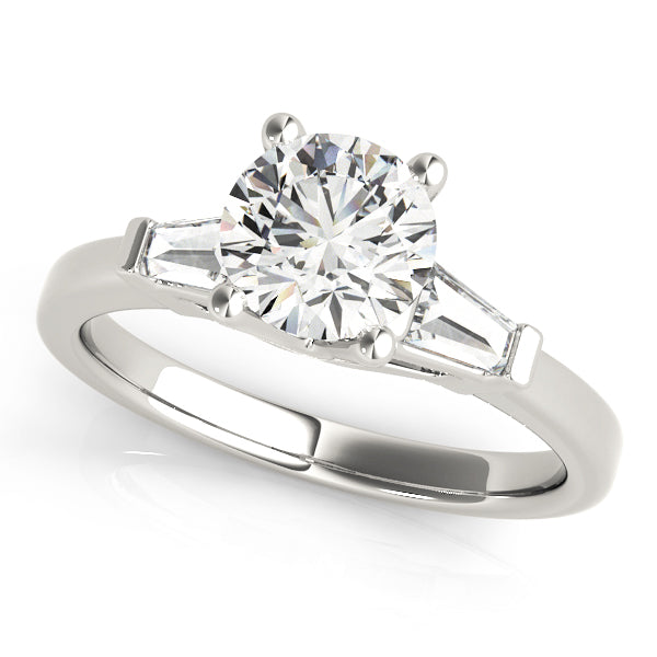 0.75 CT Round Diamond Ring with Baguette Accents