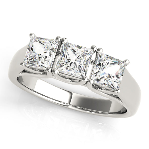 Princess Diamond Three Stone Engagement Ring