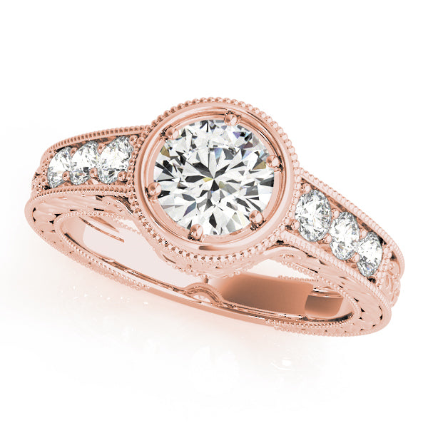 14K Rose Gold Vintage Diamond Engagement Ring 0.58ctw