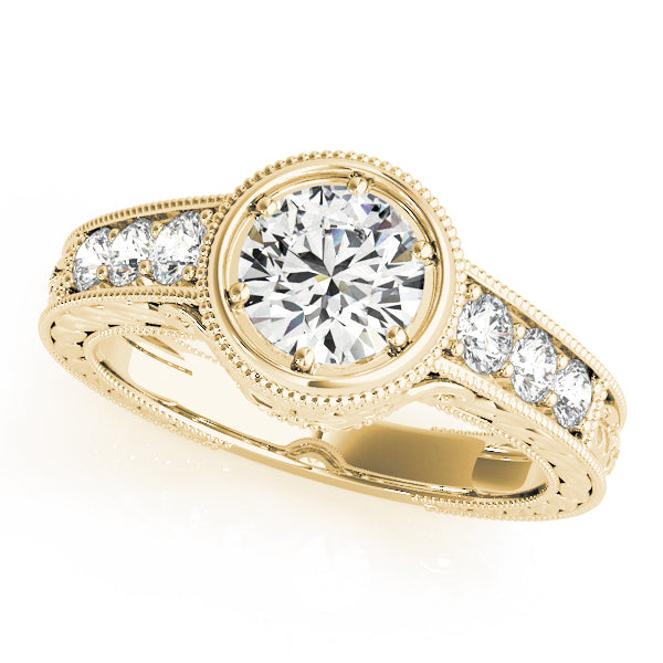 18K Yellow Gold Vintage Diamond Engagement Ring 0.58ctw