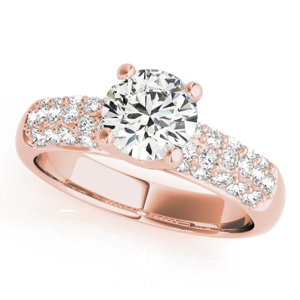14K Rose Gold Pave Diamond Engagement Ring 1 CT Center
