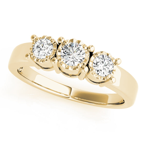 14K Yellow Gold Round Diamond Engagement Ring