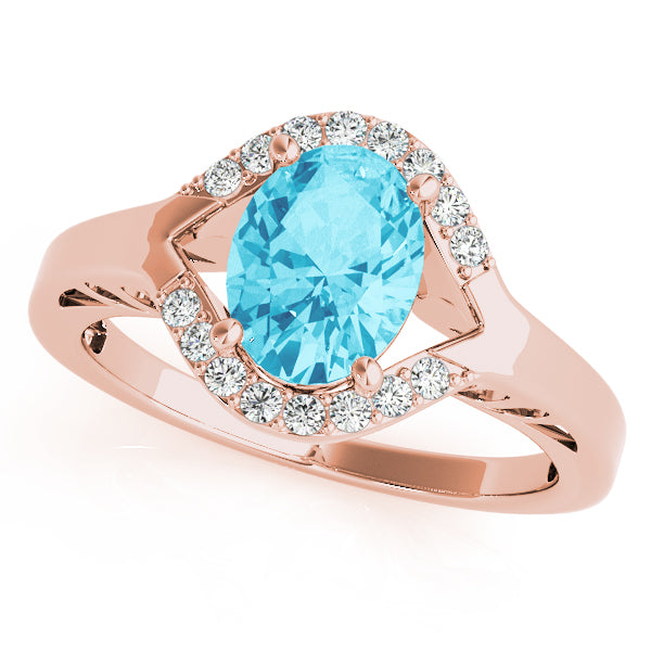 14K Rose Gold Diamond Oval Statement Ring