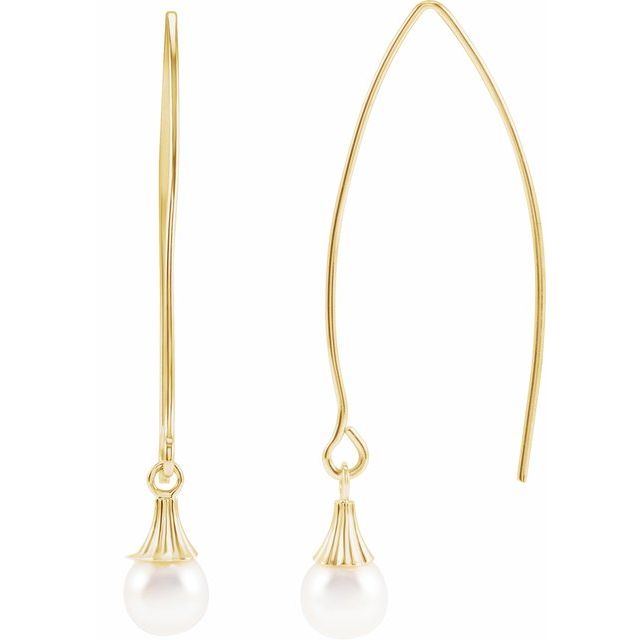 Dangle Wire Pearl Earrings