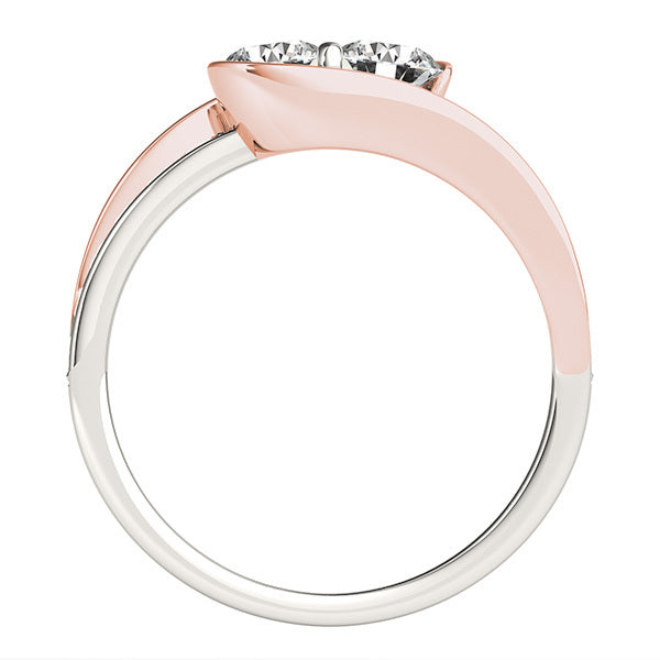 14K Multi-Diamond Two Stone Ring
