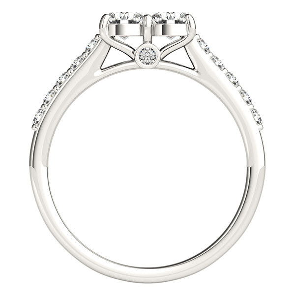 14K Multi-Diamond Two Stone Ring