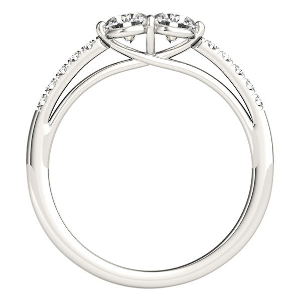 14K Gold Multi-Diamond Two Stone Ring