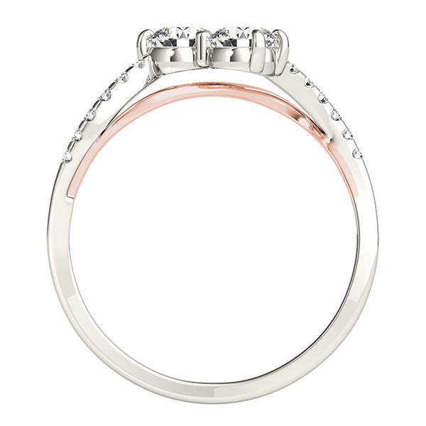 14K Multi-Diamond Two Stone Ring