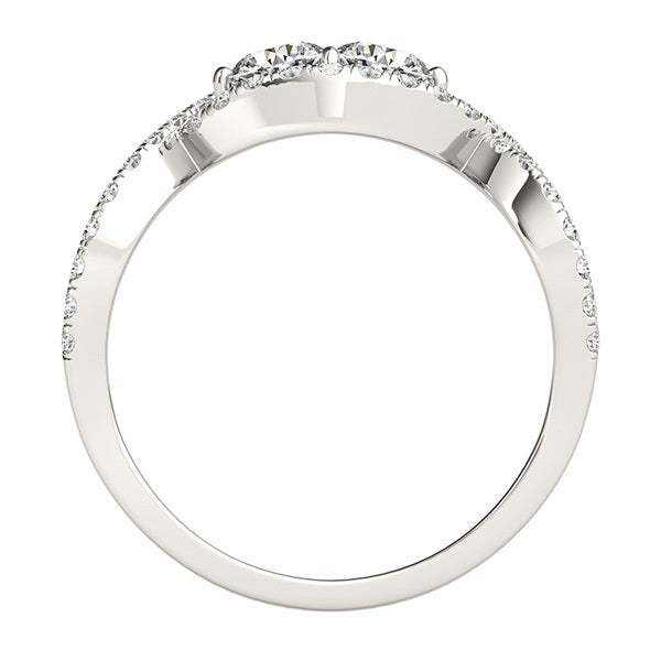 14K Gold Multi-Diamond Two Stone Ring