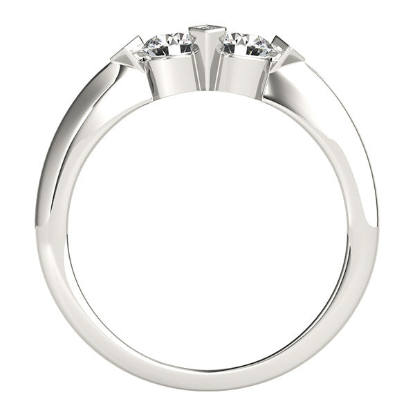 14K Gold Multi-Diamond Two Stone Ring