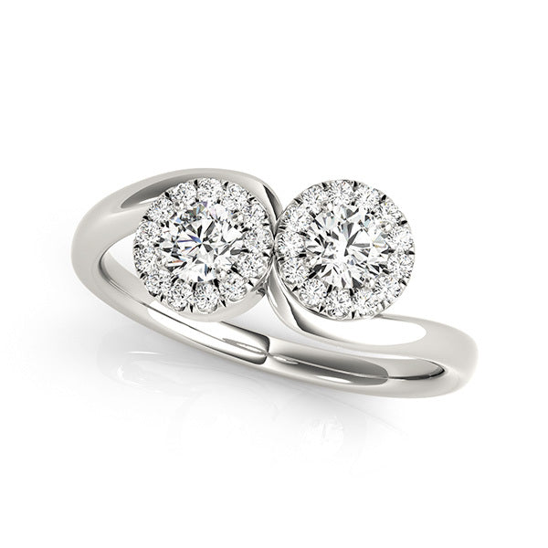 14K Multi-Diamond Lab Grown Two Stone Ring