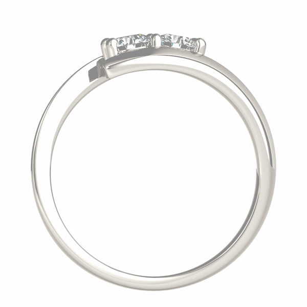 14K Gold Round Lab Diamond Two-Stone Ring
