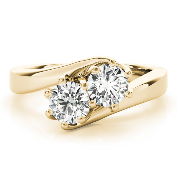 14K Yellow Gold 1 CT Lab Diamond Two Stone Ring