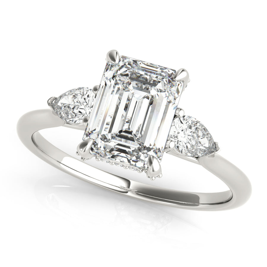 1.0 CT Emerald Diamond Three Stone Ring