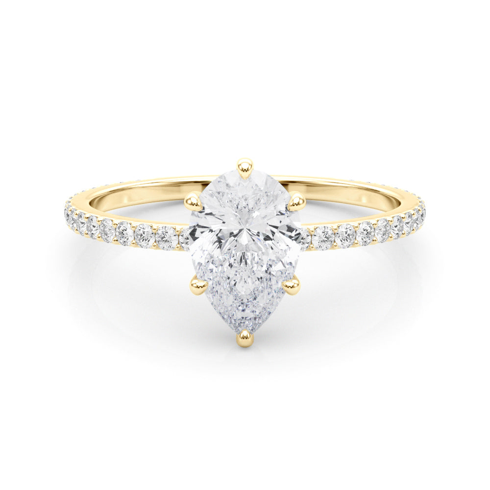 18K Yellow Gold Diamond Halo Engagement Ring 1/3 ctw