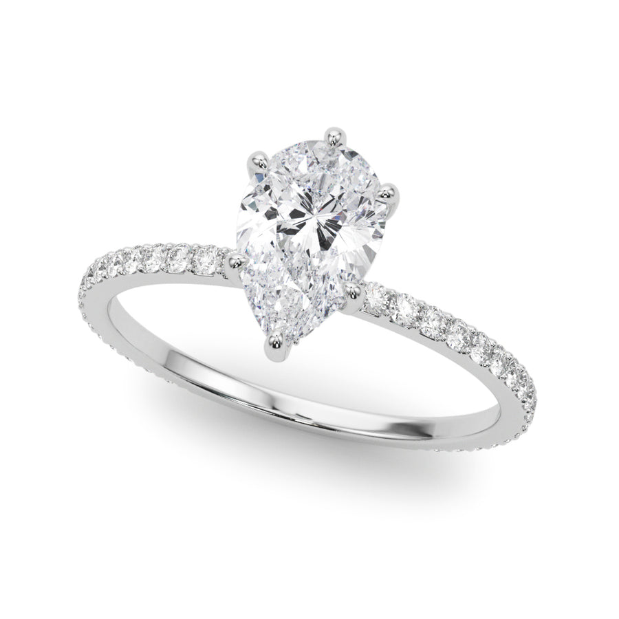 Diamond Halo Engagement Ring with Accent Stones