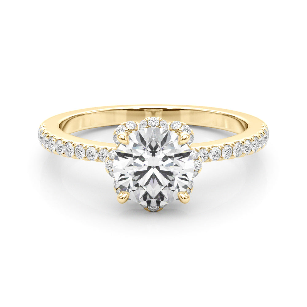 18K Yellow Gold 1.25 ctw Diamond Halo Engagement Ring